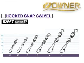 Obratlíky Owner 52567 Hooked Snap Swivel